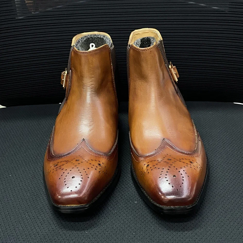 Men's Real Cow Leather Ankle B - огляд і ціна Men Formal Wear With Boots