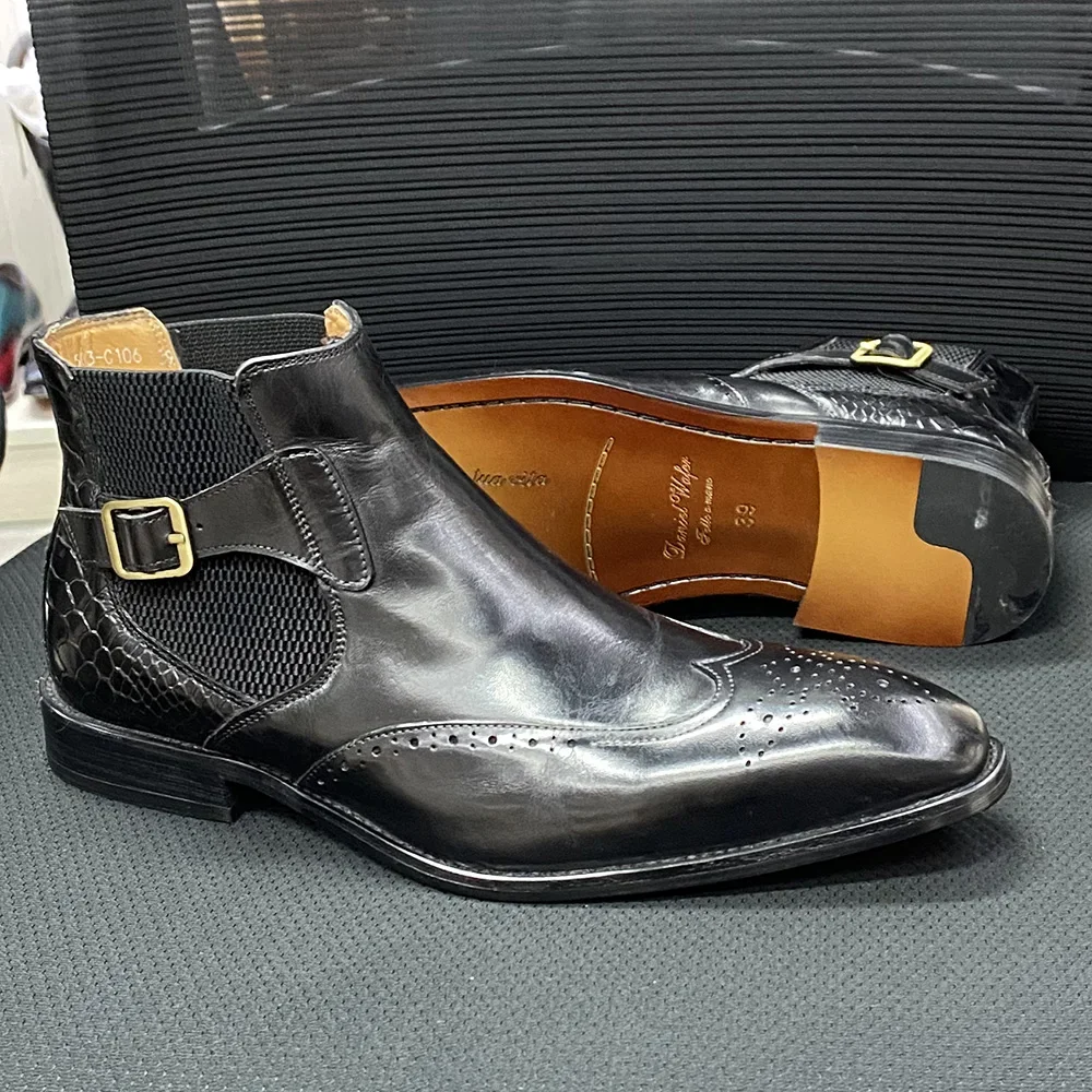 Men's Real Cow Leather Ankle B - огляд і ціна Men Formal Wear With Boots