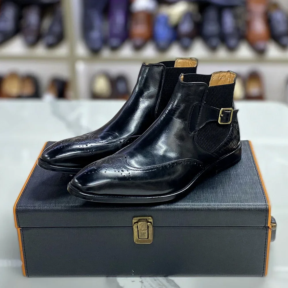 Men's Real Cow Leather Ankle B - огляд і ціна Men Formal Wear With Boots