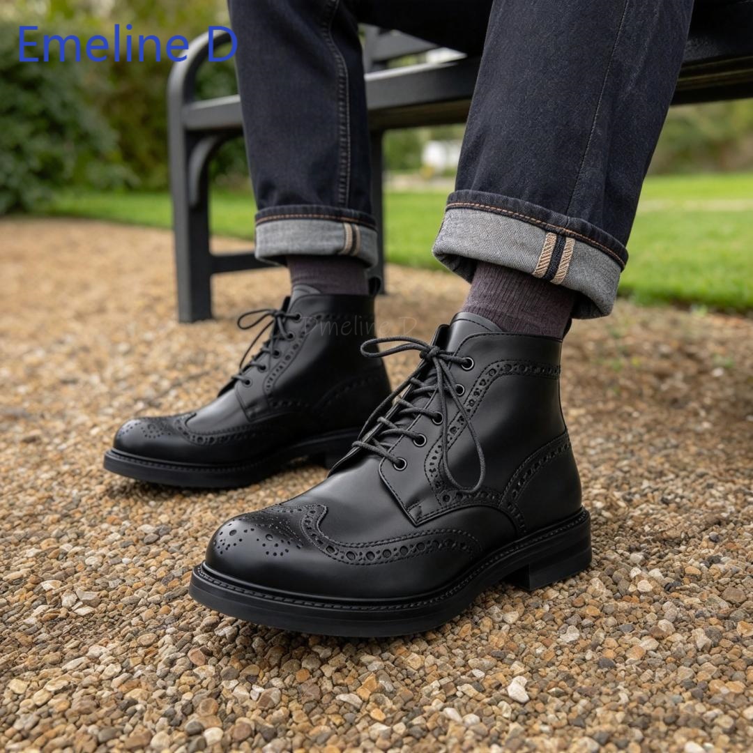 Men Brogue Ankle Boots Genuine - огляд і ціна Formal Men Daily Wear Footwear